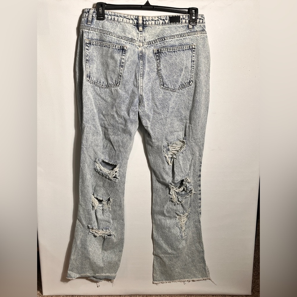 Flamingals Ripped Light Denim Flare Jeans XL NWT - Picture 2 of 11